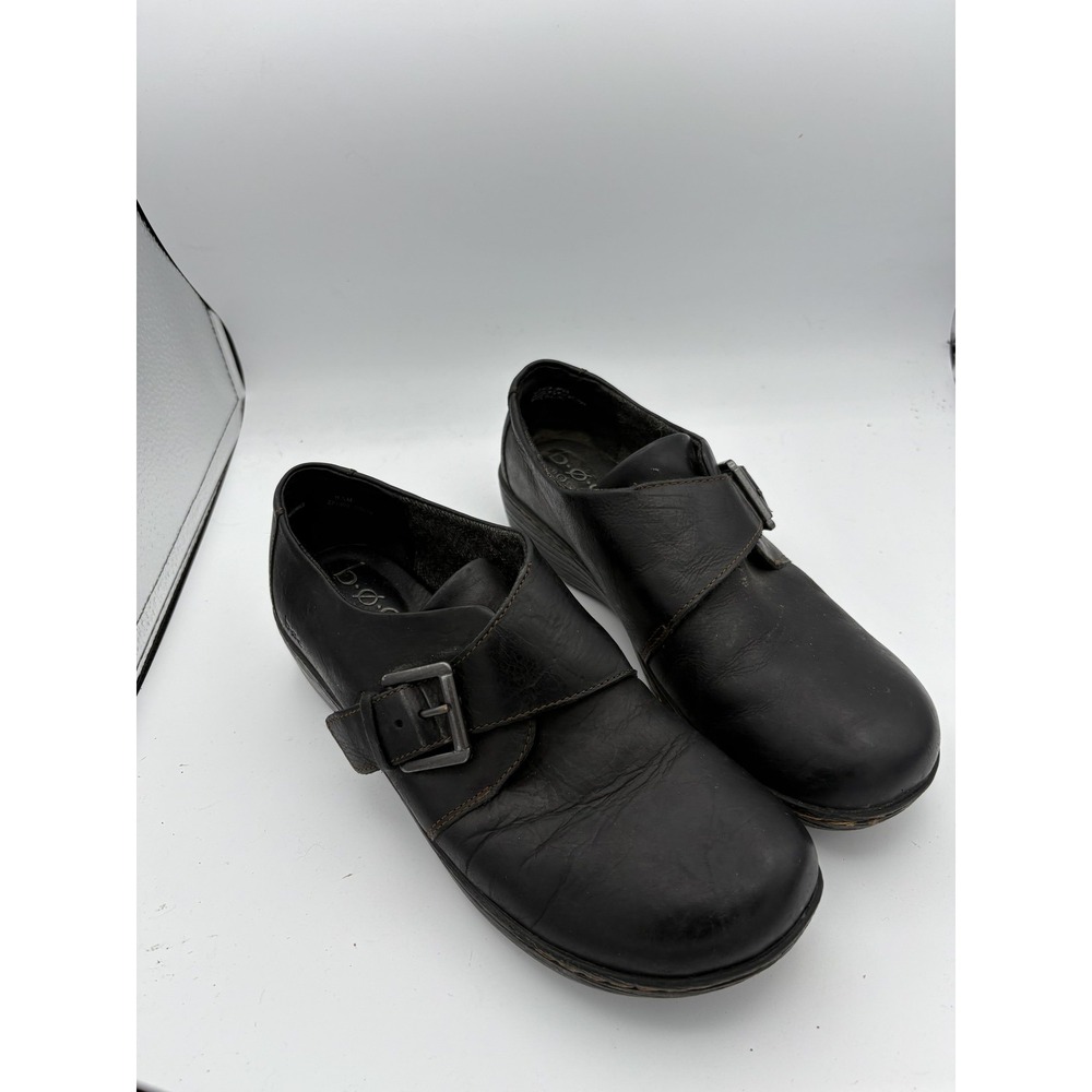 B.o.c‎ Shoes Womens Size 8.5 Black Leather Clog Buckle Slip On Comfort Casual